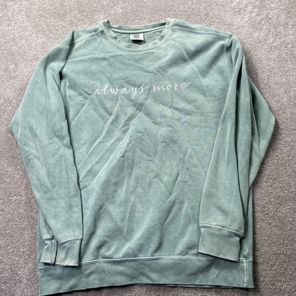 Comfort Colors Sweatshirt Unisex Medium Sage Green Always More Script Logo
